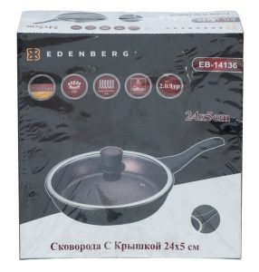 EB-14136 Глибока Сковорода З Кришкою 24x5 см. Литою Алюміній
