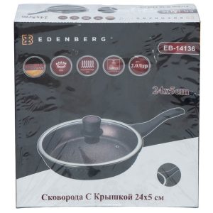 EB-14136 Глибока Сковорода З Кришкою 24x5 см. Литою Алюміній