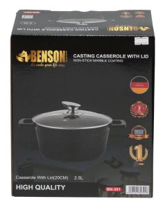 Каструля Benson BN-391 з мармуровим покриттям 2,5 л