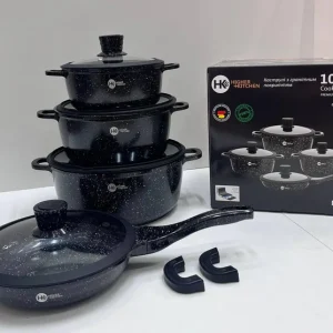 Набір казанів Higher Kitchen HK-324 10 предметів, сковорода з гранітним антипригарним покриттям - Зображення 1