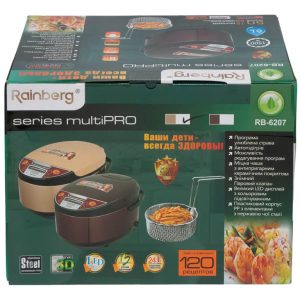 Мультиварка Rainberg RВ-6207 з фритюрницею 12 програм 6л 1500 Вт + книга рецептів