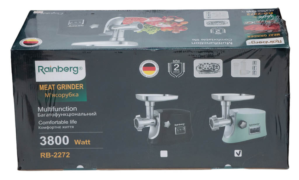 М'ясорубка електрична Rainberg 3800W з насадками та реверсом RB-2272
