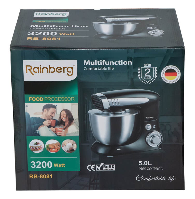 Кухонний комбайн Rainberg RB 8081, Тестоміс 1500 Вт