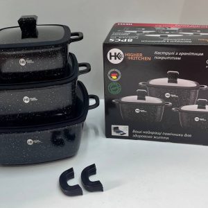 Набір гранітного посуду з силіконовими кришками НК-323 - Зображення 1